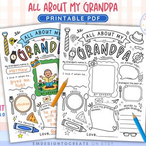 AFDRUKBAAR Alles over mijn opa, vaderdagactiviteit voor kinderen, opa (invullen), vragenlijst opa, cadeau voor opa from Kids