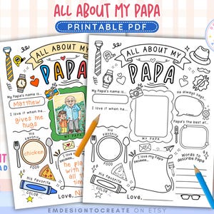 Alles over mijn vader AFDRUKBAAR, Vaderdagactiviteit voor kinderen, Papavragenlijst, Papa invulbaar, cadeau voor papa van kleinkinderen