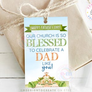 Étiquettes imprimables pour cadeaux de fête des pères d'église, étiquettes de fête des pères heureuses pour l'église, étiquettes de biscuit pour des papas, étiquettes de faveur église, téléchargement immédiat