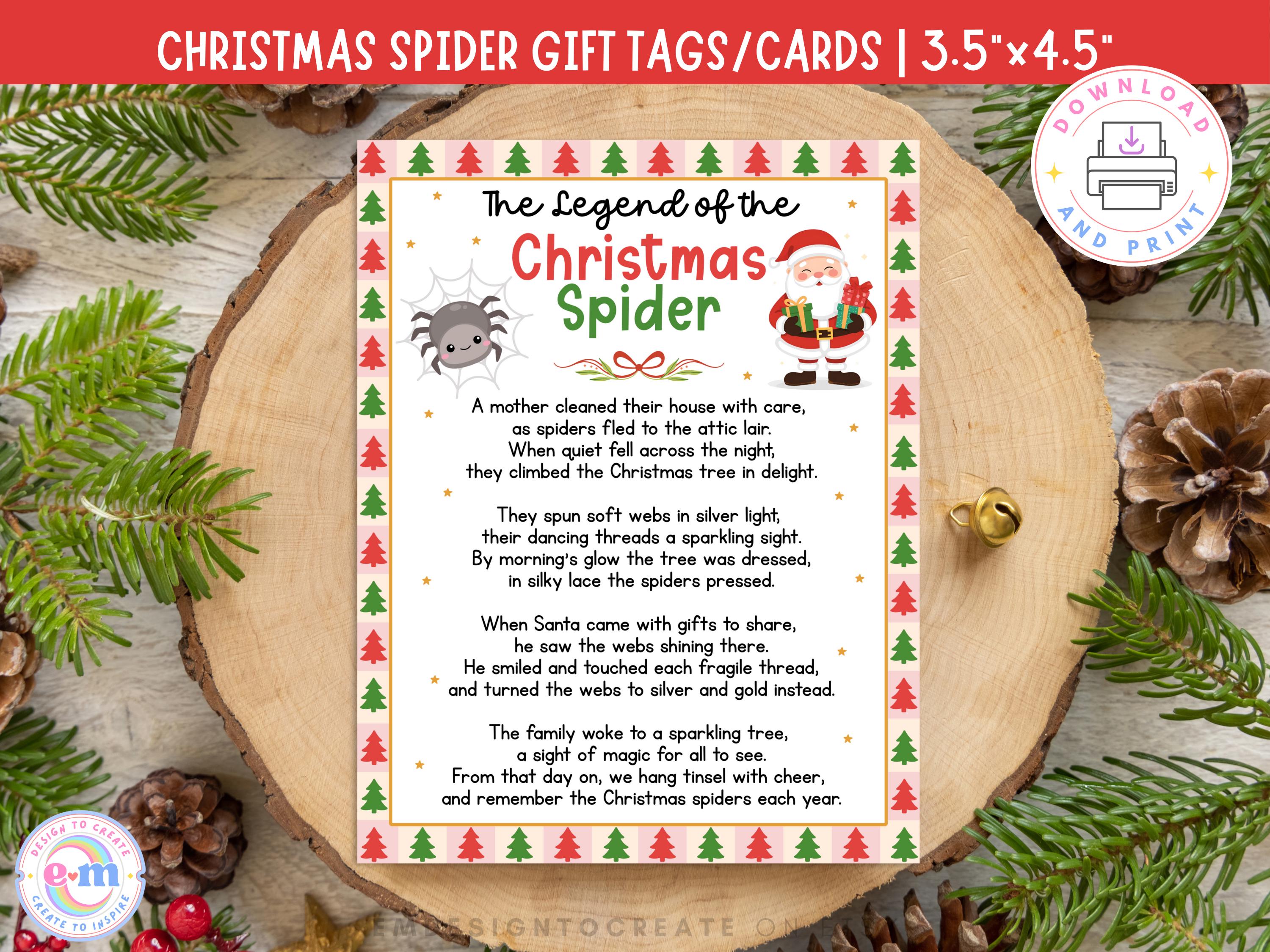 the legend of the christmas spider card printable - etsy
