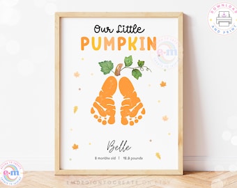 Pumpkin Footprint Craft for Baby, Our Little Pumpkin Footprint Art, Fall Craft for Toddler, Autumn Thanksgiving Craft Activity, DIY Keepsake