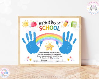 First Day of School Handprint Craft, Printable Back to School Handprint Art Poem, Kids Classroom Activity Keepsake, Instant Download PDF