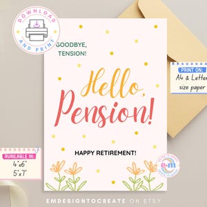 Carte de retraite à imprimer, Adieu les tensions et bonjour la retraite, Idée cadeau pour une retraite heureuse | Carte de départ pour patron, collègue, collègue