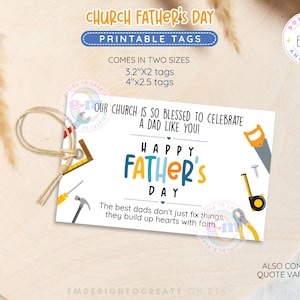 Kirche Vatertag Geschenkanhänger, DRUCKBARE glücklicher Vatertag Tags für Kirche, Kirche Cookie Tags für Väter, Papa Gunst Tags, SOFORTIGER DOWNLOAD
