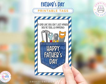 Father's Day Gift Tag, PRINTABLE Happy Father's Day Treat Tag, Toolbox Tools Favor Tags, Gift for Dad, Instant Download PDF