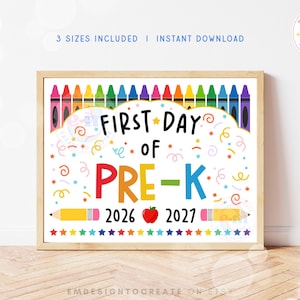 Affiche « Premier jour de maternelle », affiche imprimable « Premier jour d'école », accessoire photo pour la rentrée 2026, souvenir du premier jour de maternelle, fichier PDF numérique