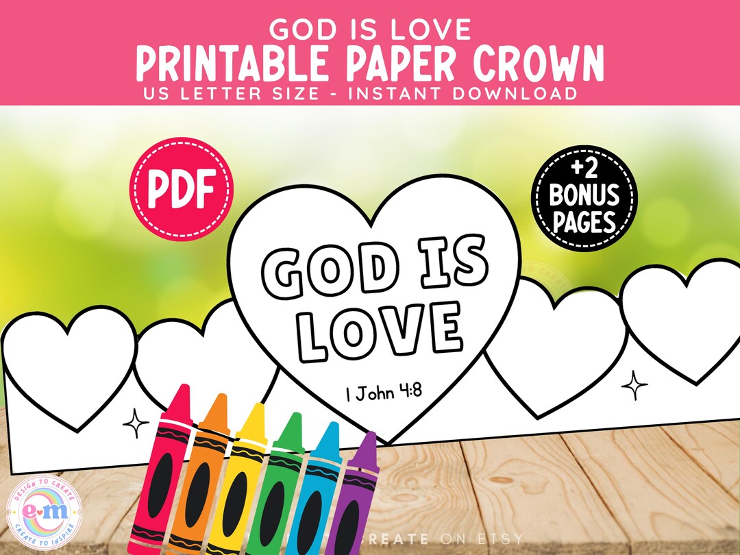 God is Love Valentine Paper Crown Printable | Christian Valentine's Day ...