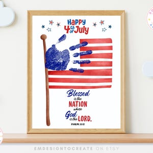 4th of July Handprint Bible Verse Craft, Printable Christian Sunday School Church Craft for Kids, Independence Day Activity Patriotic Art
