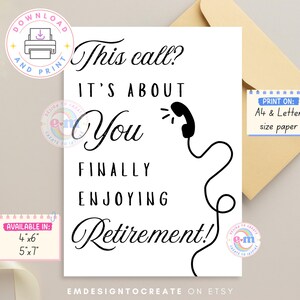 Carte de retraite imprimable, cadeau de retraite amusant, profitez de votre retraite, carte enfin à la retraite, carte de départ pour collègue patron