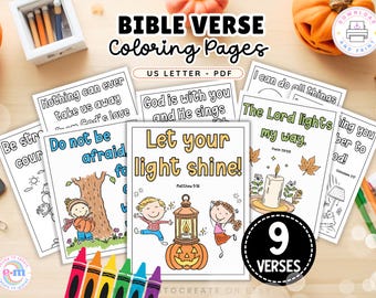 Christian Halloween Coloring Pages Printable, Fall Bible Verse Activity for Kids, Sunday School Scripture Coloring Sheet, Digital PDF