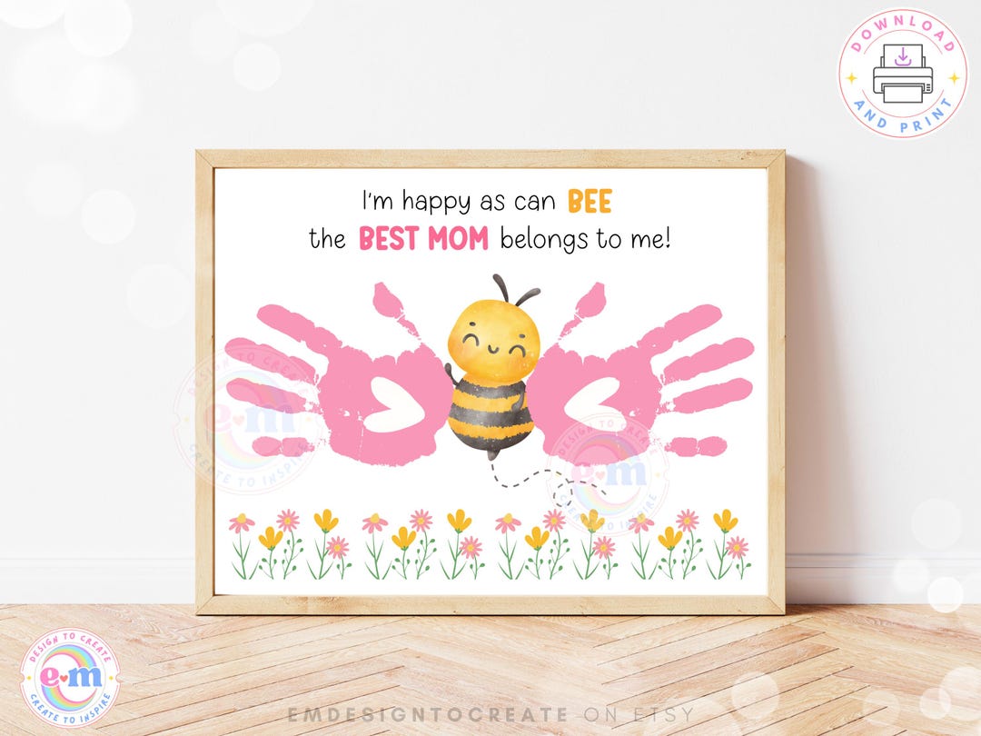 Mother’s Day Bee Handprint Craft Printable, Best Mom Keepsake Art for ...