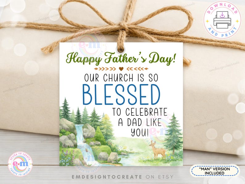 Father's Day Church Gift Tags Printable, Happy Father's Day Tag ...