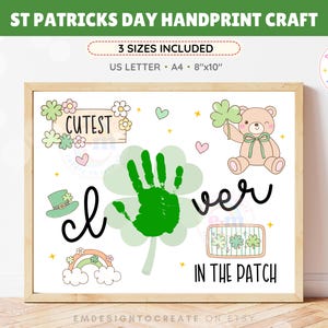 Cutest Clover in the Patch Handprint Craft, Printable St Patrick's Day Clover Handprint Art for Kids Baby  Toddler Preschool Keepsake (PDF)
