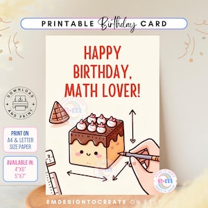 Jolie carte d'anniversaire pour amateur de mathématiques, carte de voeux de joyeux anniversaire pour mathématicien, cadeau pour professeur de mathématiques, cadeau de gâteau d'anniversaire pour camarade de classe