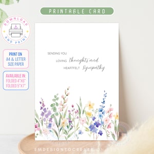 Carte de sympathie à imprimer, pensées affectueuses et sincères condoléances, carte de condoléances, réconfort pour les personnes endeuillées, TÉLÉCHARGEMENT IMMÉDIAT