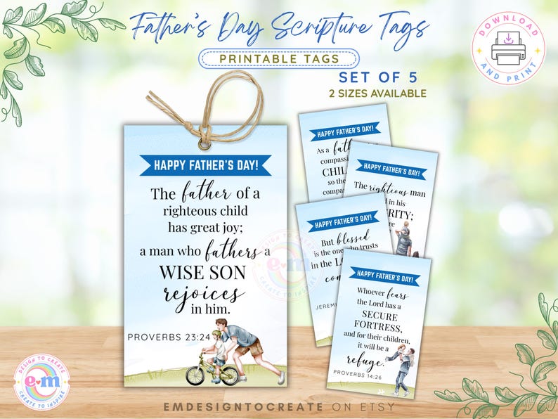 PRINTABLE Church Father's Day Gift Tags, Fathers Day Scripture Cards ...