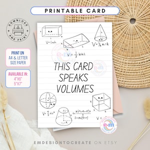 Cette carte en dit long, carte de voeux imprimable humour maths, carte de jeu de mots mathématiques, jolie carte de maths, jolie carte d'anniversaire drôle pour enseignant
