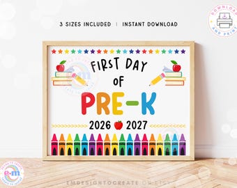 Druckbares Schild für den ersten Kindergartentag, Schild für den ersten Schultag im Kindergarten, Foto-Requisite für Kinder und Lehrer zum Schulanfang 2025/26, SOFORT-DOWNLOAD