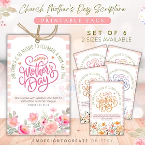 DRUCKBARE Kirche Muttertag Geschenkanhänger, Muttertag Schriftkarten, glückliche Muttertag Tags für Kirche, Mama Bibelverse, SOFORTIGER DOWNLOAD