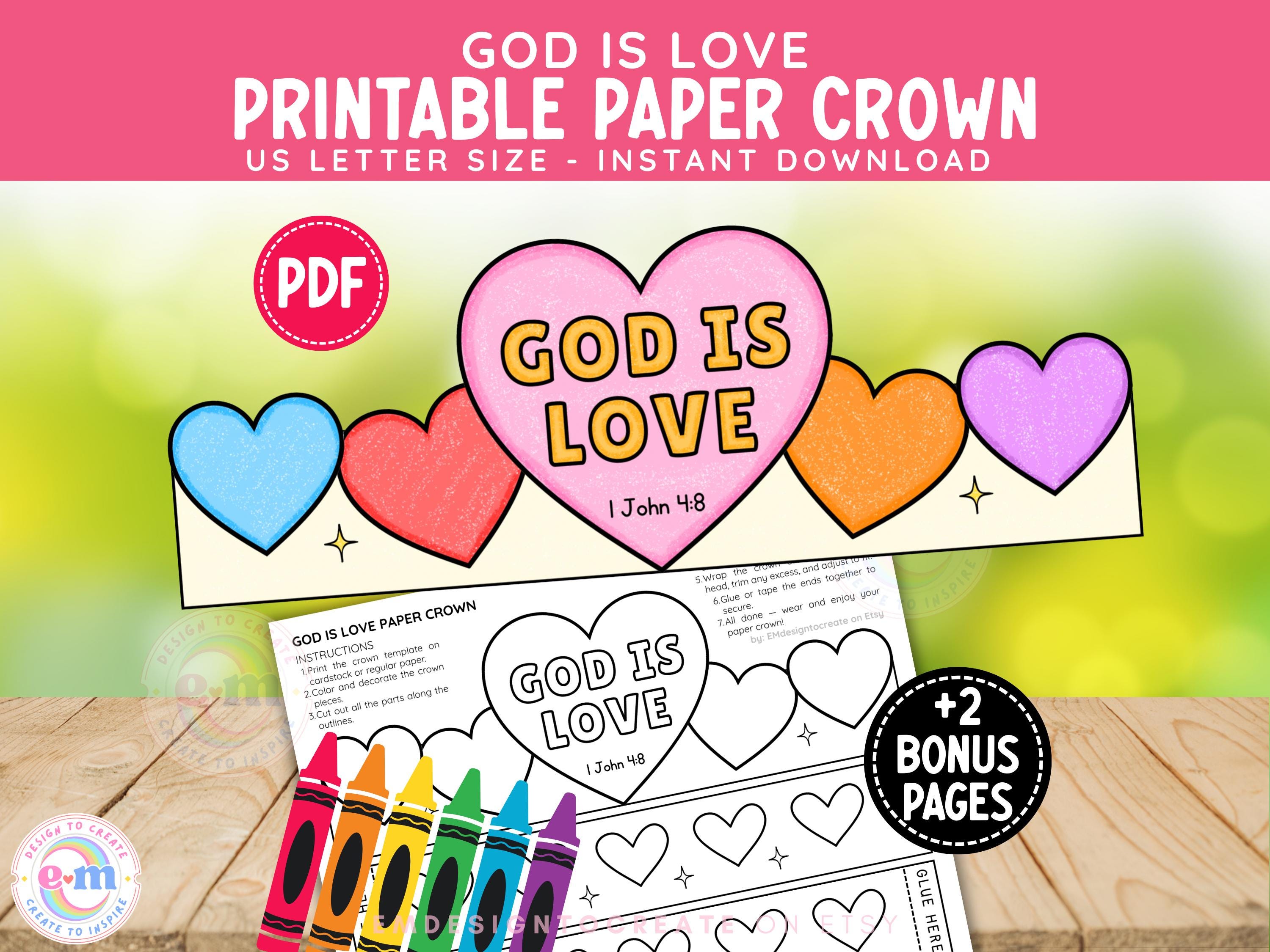 God is Love Valentine Paper Crown Printable | Christian Valentine's Day ...