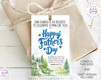 Church Father’s Day Gift Tag Printable, Happy Father's Day Bible Verse Favor Tag, Christian Dad Gift, Our Church is so Blessed Tag, Digital