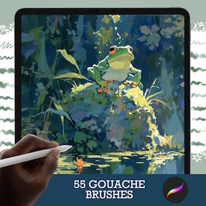 Procreate Brushes: Nature&#39;s Gouache, 55 Realistic Gouache Brushes for Nature Illustrations
