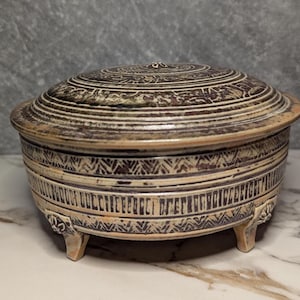 Tevia Clark Ceramic Lidded Container – Hand-Made Studio Pottery, Signed Lidded Container, American Craft Pottery, Folk Art, Fine Pottery