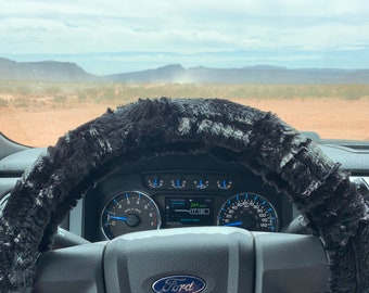 Steering Wheel Cover, Fuzzy Plush Minky, Black, Fawn, Teal Owl, Lime Sorbet