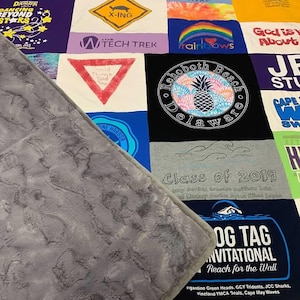 Mosaic Tshirt Blanket Memory Custom T-shirt into Quilt with Band Shirt Jersey Blanket Button up Baby Onesie Photo Handwriting