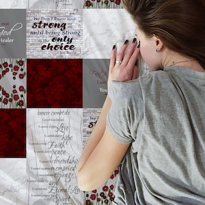Fighting Cancer Blanket Encouraging Strong Woman Lightweight Throw for Chemo Care Cancer Fighter with Red Poppy Flowers Mastectomy Gift