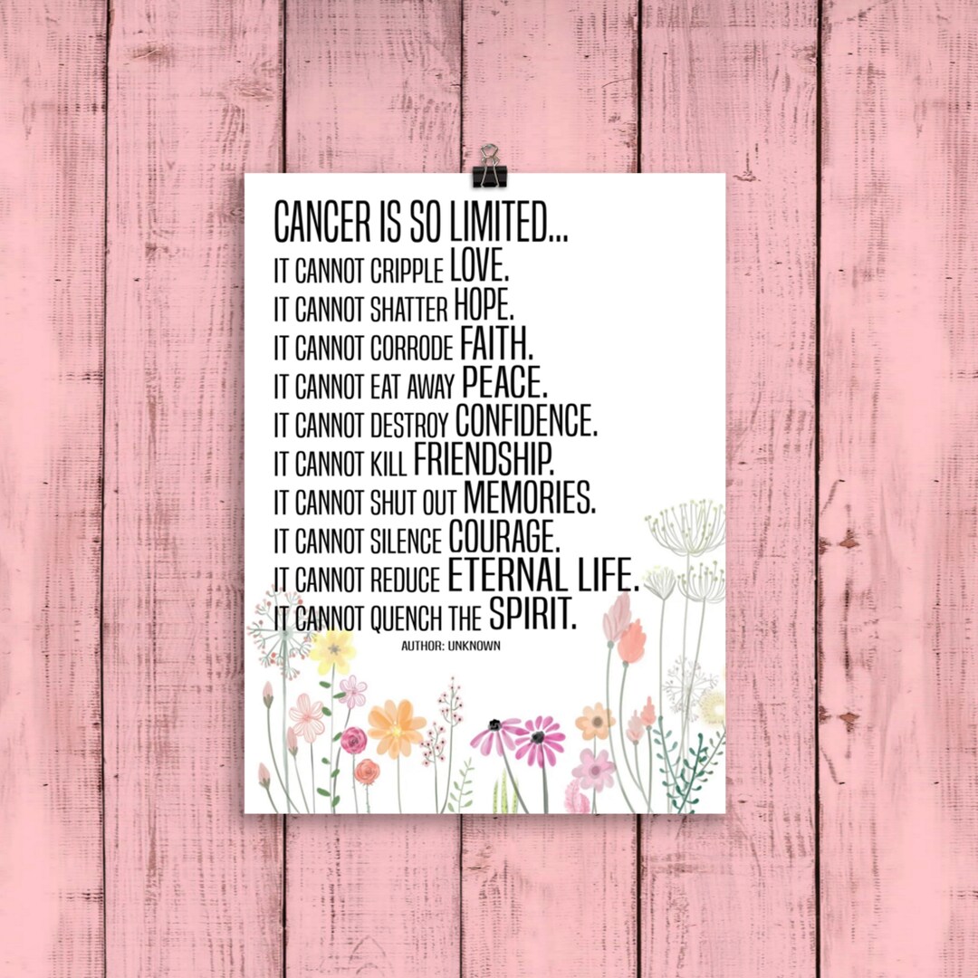 Cancer Wall Art Printable, Cancer is so Limited Cancer Cannot Quote