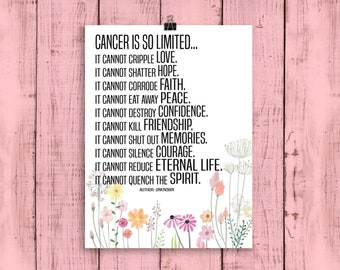 Cancer Wall Art Printable, Cancer is so Limited Cancer Cannot Quote, Breast Cancer Gift Printables Bundle