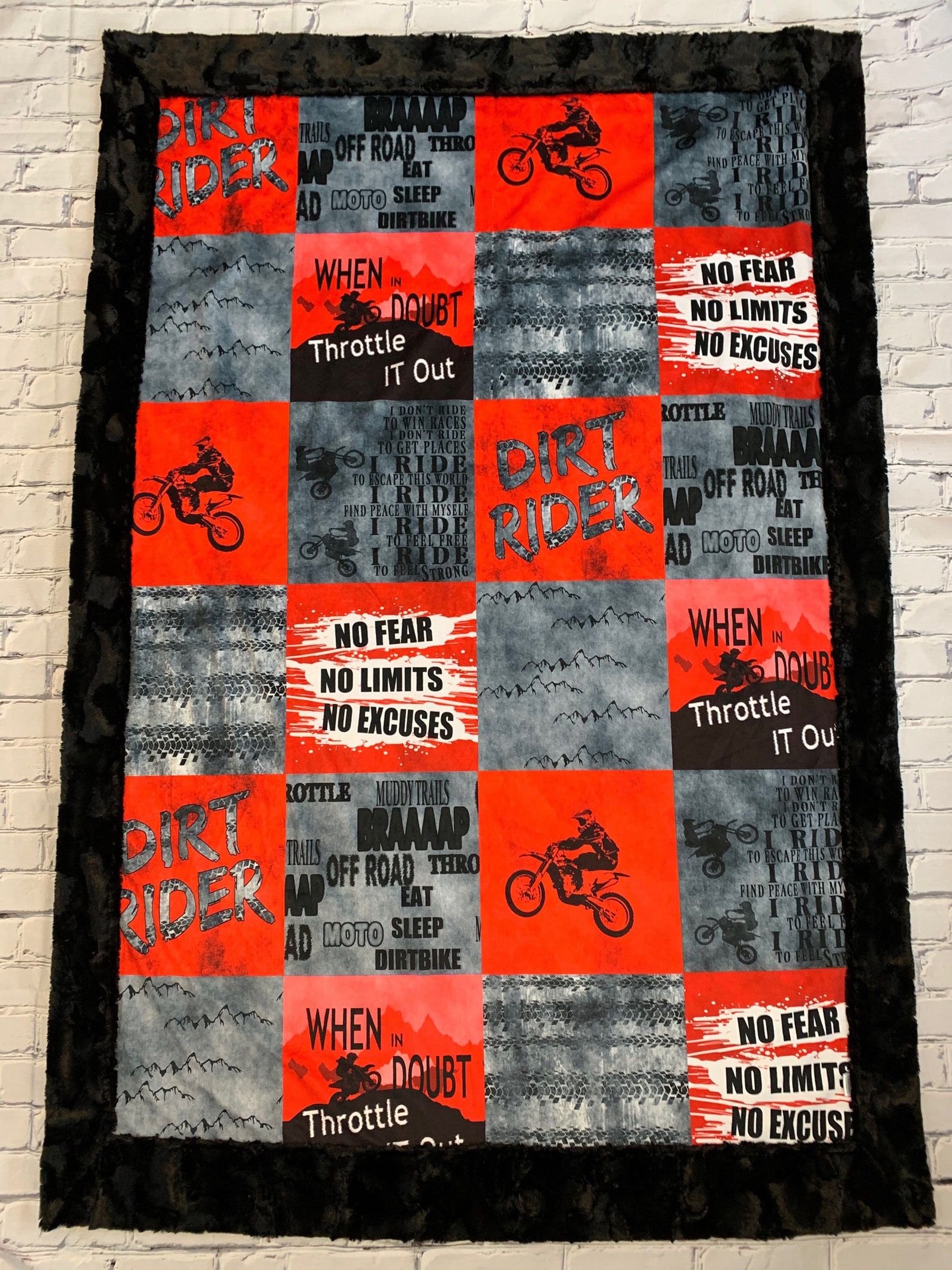 Boys Minky Blanket Dirt Bike Motorcycle Blanket Red Honda Etsy