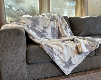 Cow Minky Blanket, Luxury Faux Fur Throw, Cow Hide Minky, All Plush