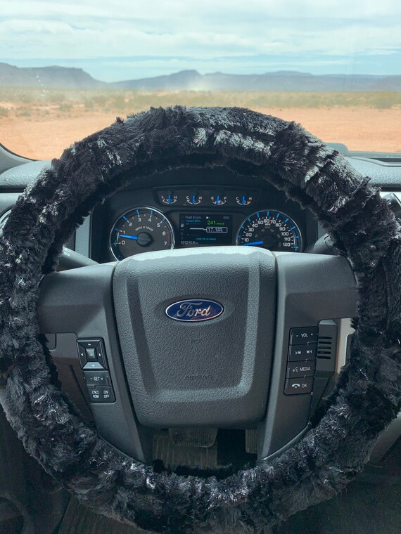 Steering Wheel Cover, Fuzzy Plush Minky, Black, Fawn, Teal Owl, Lime Sorbet