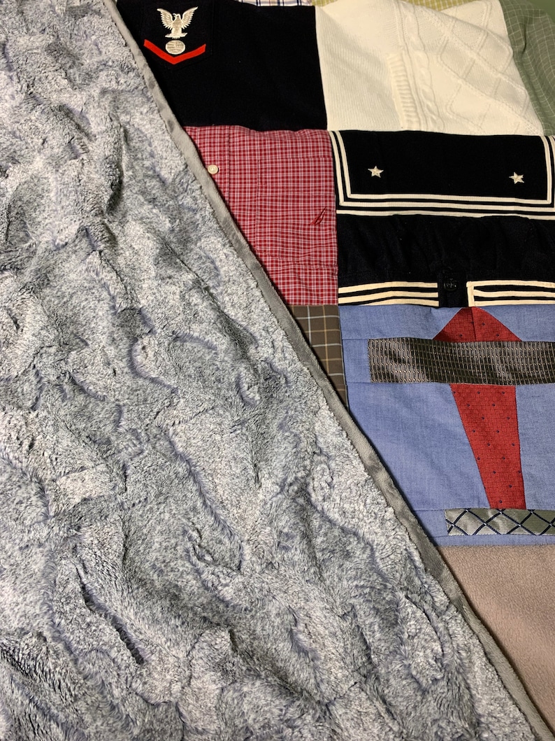 Tshirt Blanket Memory Custom T-shirt Quilt with custom quilted square and with Minky Back