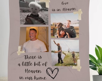 Photo Memory Blanket Personalized Memory Throw of Loved One who Passed Away Custom Printed Minky Throw Heaven is in our Home Keepsake