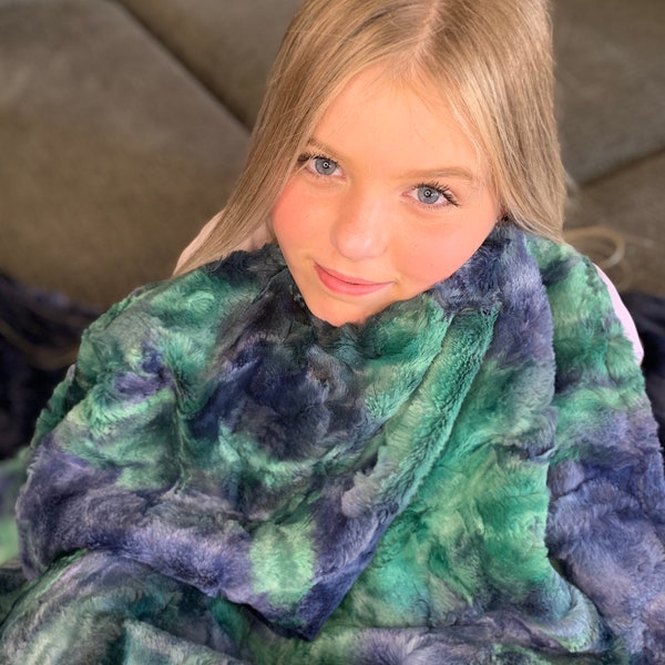Green and Blue Minky Blanket Etsy