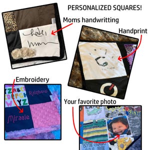 Tshirt Blanket Memory with custom handwriting.  Tshirt Blanket Memory with custom photo.  Tshirt Blanket Memory with custom embroidery