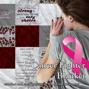 Cancerkämpefilt kemoterapivård present inspirerande stark kvinna Minky cancer uppmuntrande stöd röd vallmoblomma