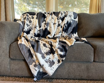 Cow Minky Blanket, Luxury Faux Fur Throw, Pony Minky, All Plush