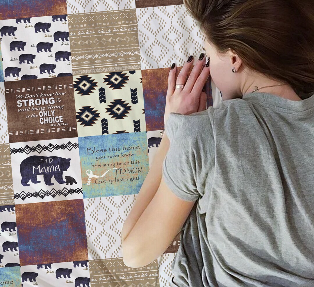 T1D Mom Blanket Diabetes Mom Throw Blanket Boho Minky T1D Etsy