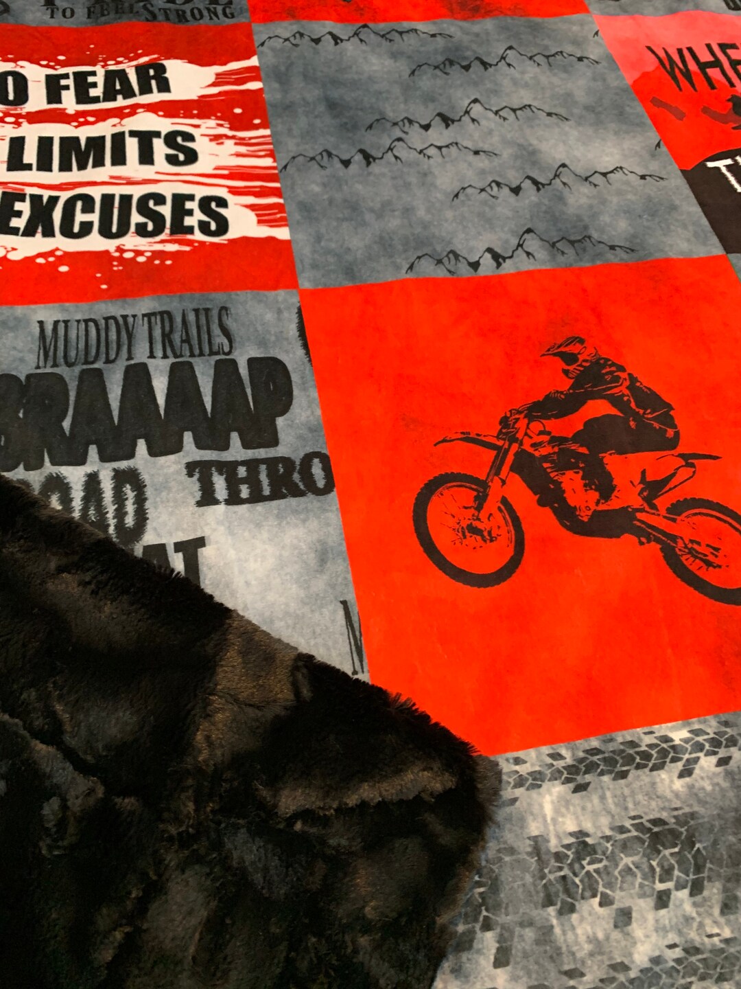 Boys Minky Blanket Dirt Bike Motorcycle Blanket Red Honda Etsy