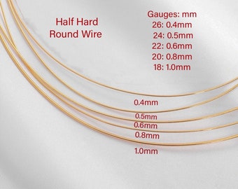 May include: Five spools of gold-colored half-hard round wire, each with a different gauge: 0.4mm, 0.5mm, 0.6mm, 0.8mm, and 1.0mm. Gauges: mm 26: 0.4mm 24: 0.5mm 22: 0.6mm 20: 0.8mm 18: 1.0mm