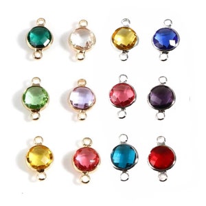 1pc-14k goud gevulde geboortesteen connectoren | Geboortesteen charme | Gepersonaliseerde geboortesteen hanger | Kubieke zirkoonkristal charme voor sieraden maken 8 mm