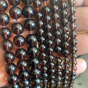 AAA Smoky Quartz Beads/Natural Smooth Smoky Quartz Stone/Smoky Quartz Beads/Wholesale Beads For Jewelry Making/6mm 8mm 15inch