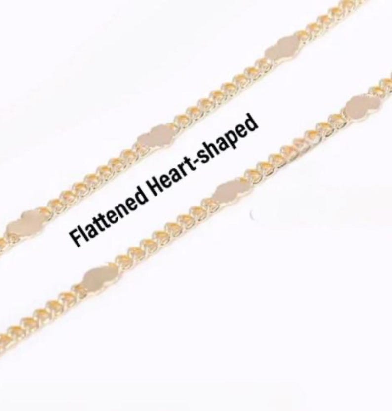 14k Gold Filled Flat Curb Chain/flat Chain/heart/five Pointed Star ...