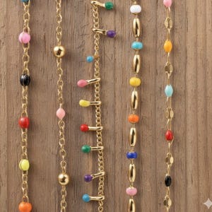 18K Gold Filled Enamel Chains/Gold Filled Chains for Permanent Jewelry Making/Colorful Chains/Wholesale Jewelry Accessories/Bulk Chains