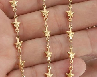 18K Gold Filled Star Shaped Chain/Star Link Chain/Wholesale Chains for Permanent Jewelry Making/Bracelets/Necklaces/DIY 4.5mm