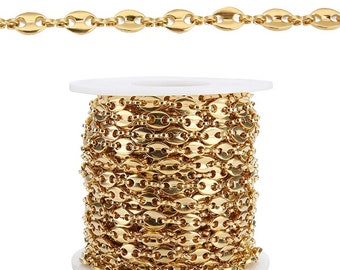 18k vergulde koffieboonketting/Ketting voor het maken van permanente sieraden/Groothandel/DIY ketting/halskettingen/armbanden/ 5 mm